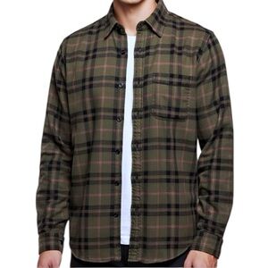 Madewell Perfect Fit Green Plaid Flannel Button Down Shirt